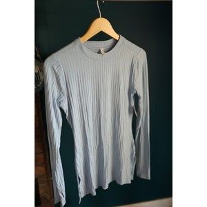 Free People Movement Blissed Out Long Sleeve top size S Aurora Blue, Ribbed Knit